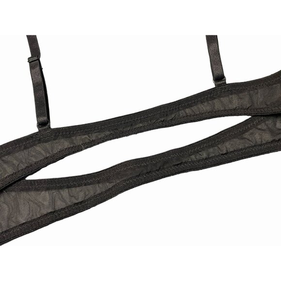 Mesh underwire black bra front close double band 30 B unlined sexy - Picture 6 of 8